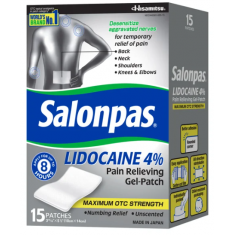 Salonpas LIDOCAINE 4% Pain Relieving Gel-Patch, 15 Patches